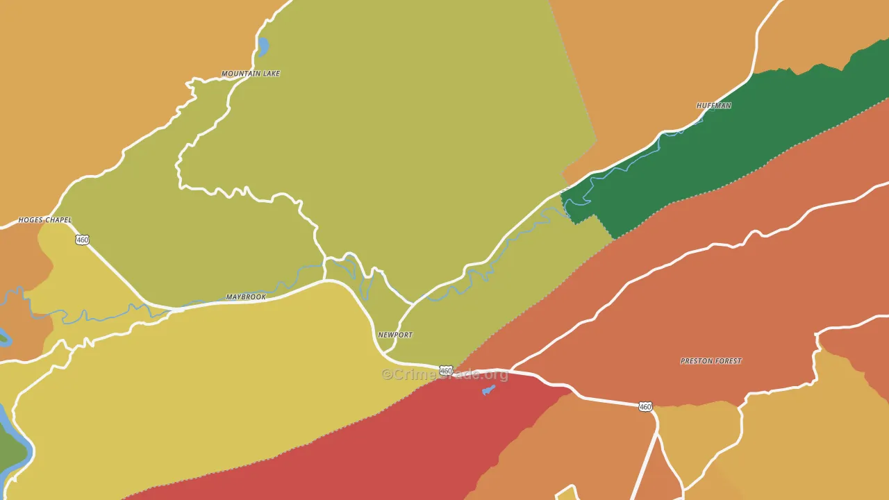 Newport, VA Map of Burglary Rates