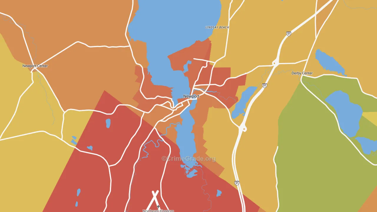 Newport, VT Map of Burglary Rates