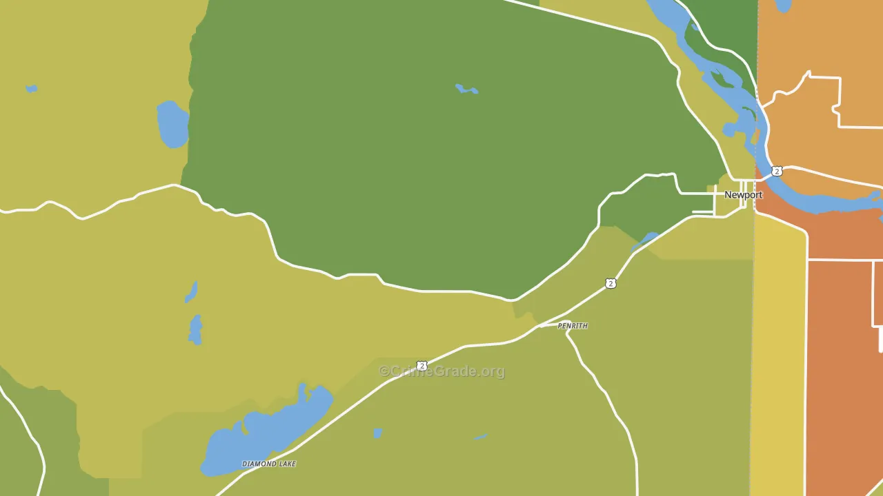Newport, WA Map of Burglary Rates