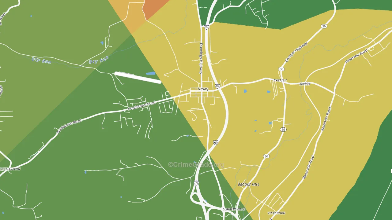 Newry, PA Map of Burglary Rates