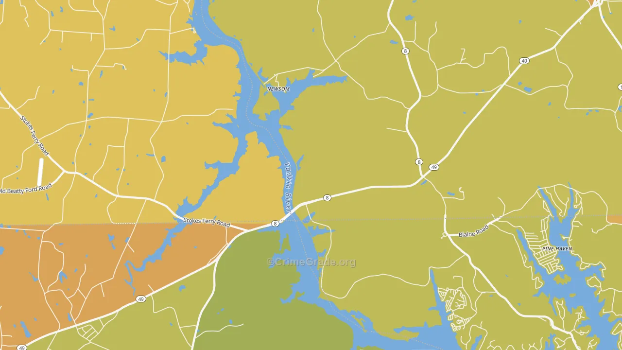 Newsom, NC Map of Burglary Rates