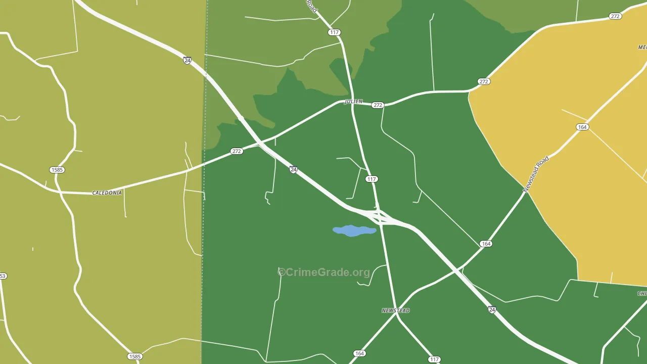 Newstead, KY Map of Burglary Rates