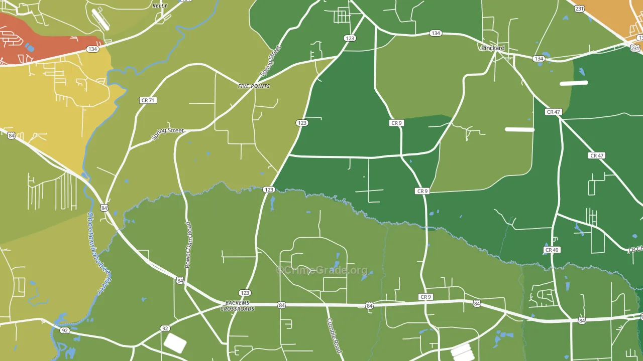 Newton, AL Map of Burglary Rates