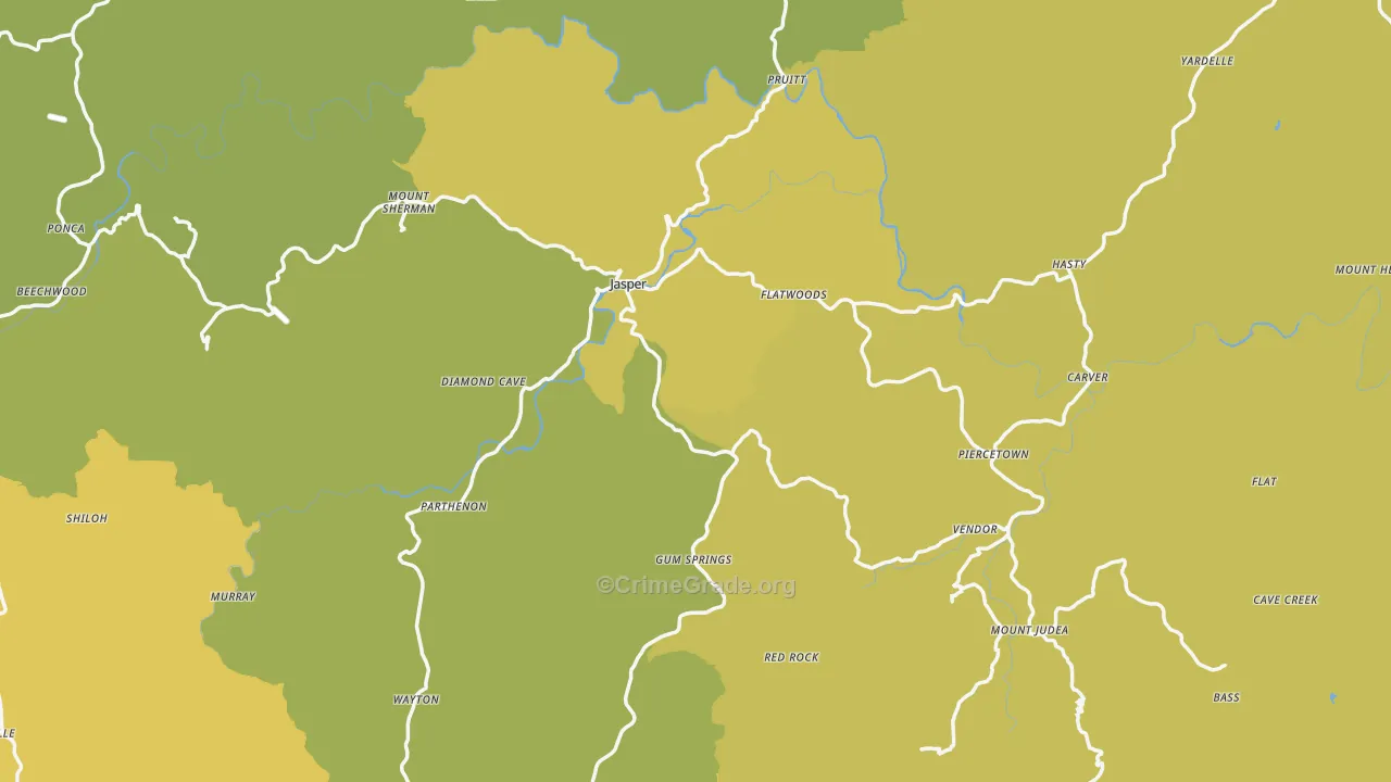 Newton County, AR Map of Burglary Rates