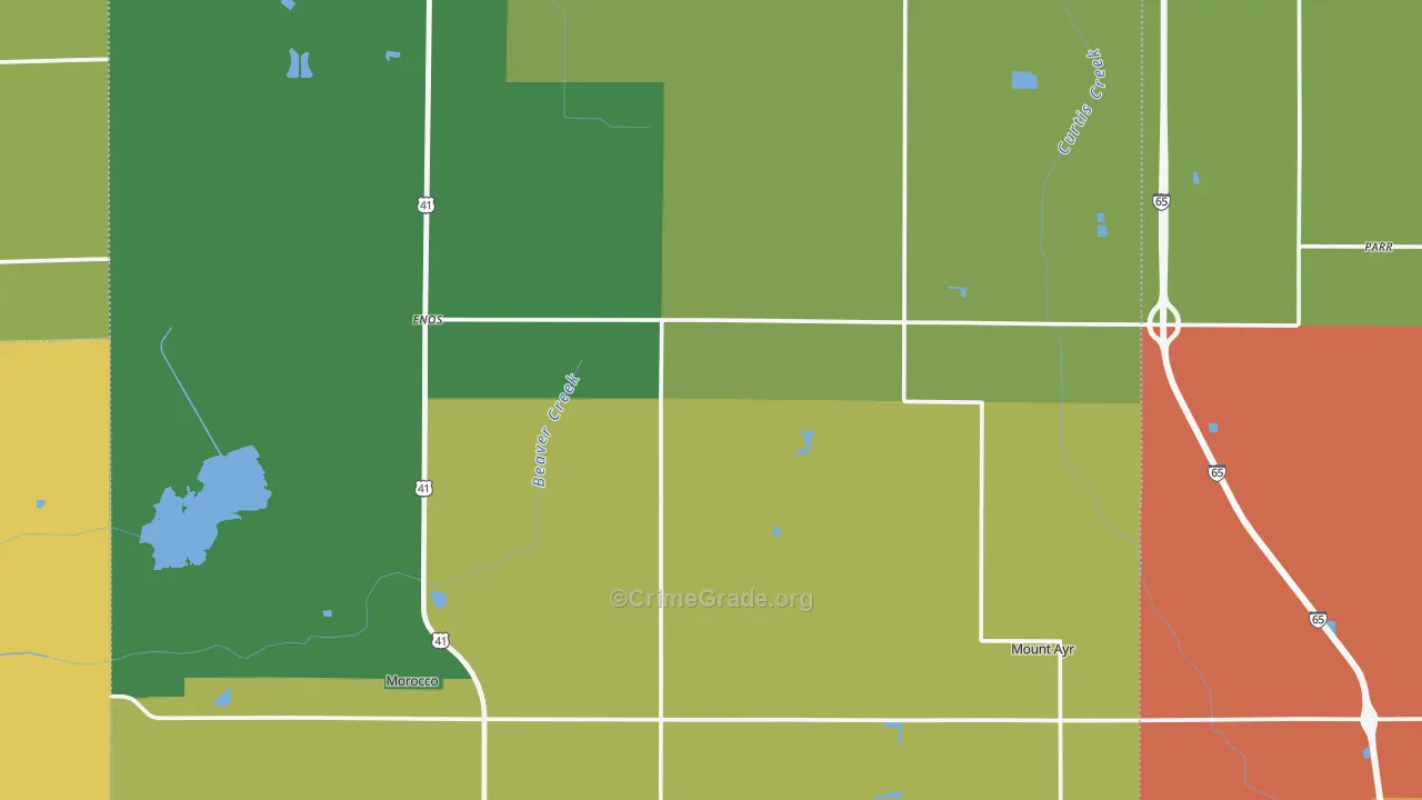 Newton County, IN Map of Burglary Rates