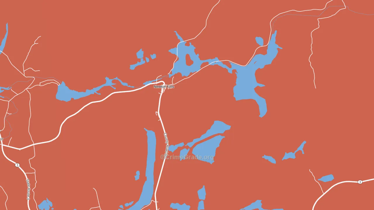 Newton Falls, NY Map of Burglary Rates