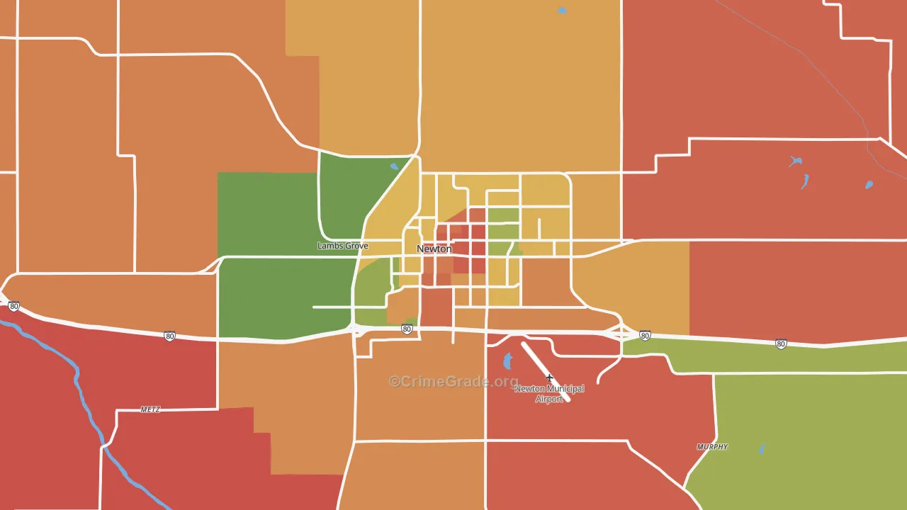 Newton, IA Map of Burglary Rates