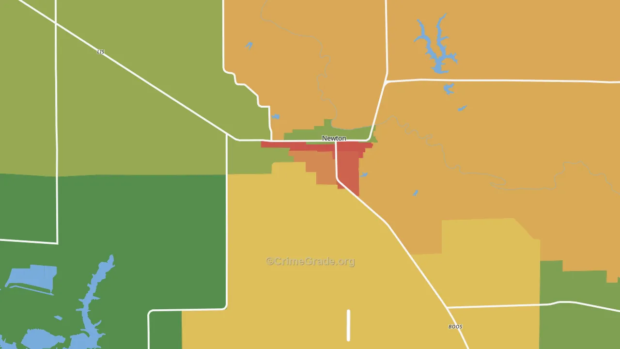 Newton, IL Map of Burglary Rates