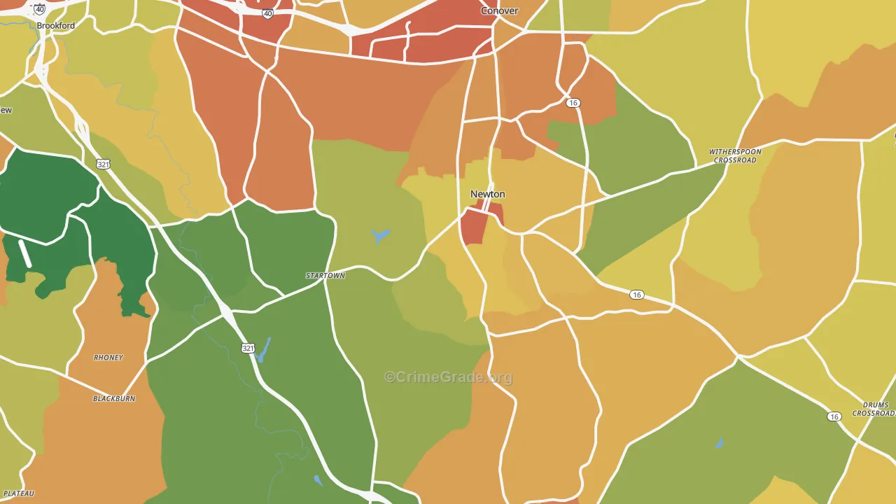 Newton, NC Map of Burglary Rates