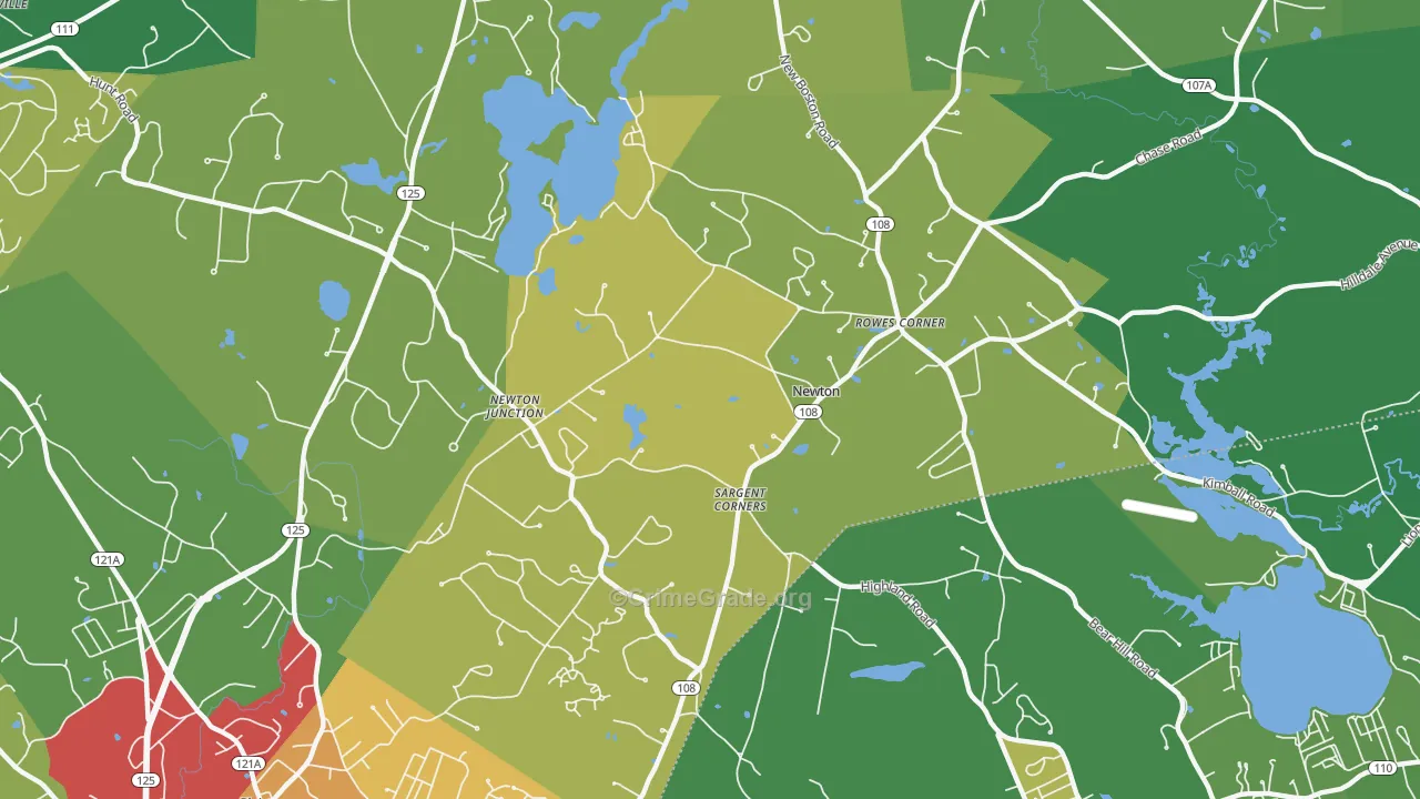 Newton, NH Map of Burglary Rates