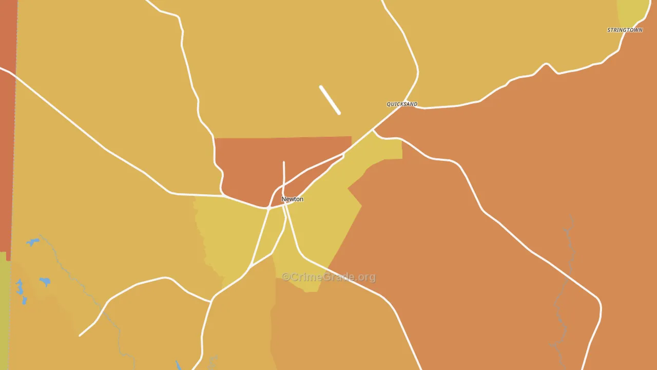 Newton, TX Map of Burglary Rates