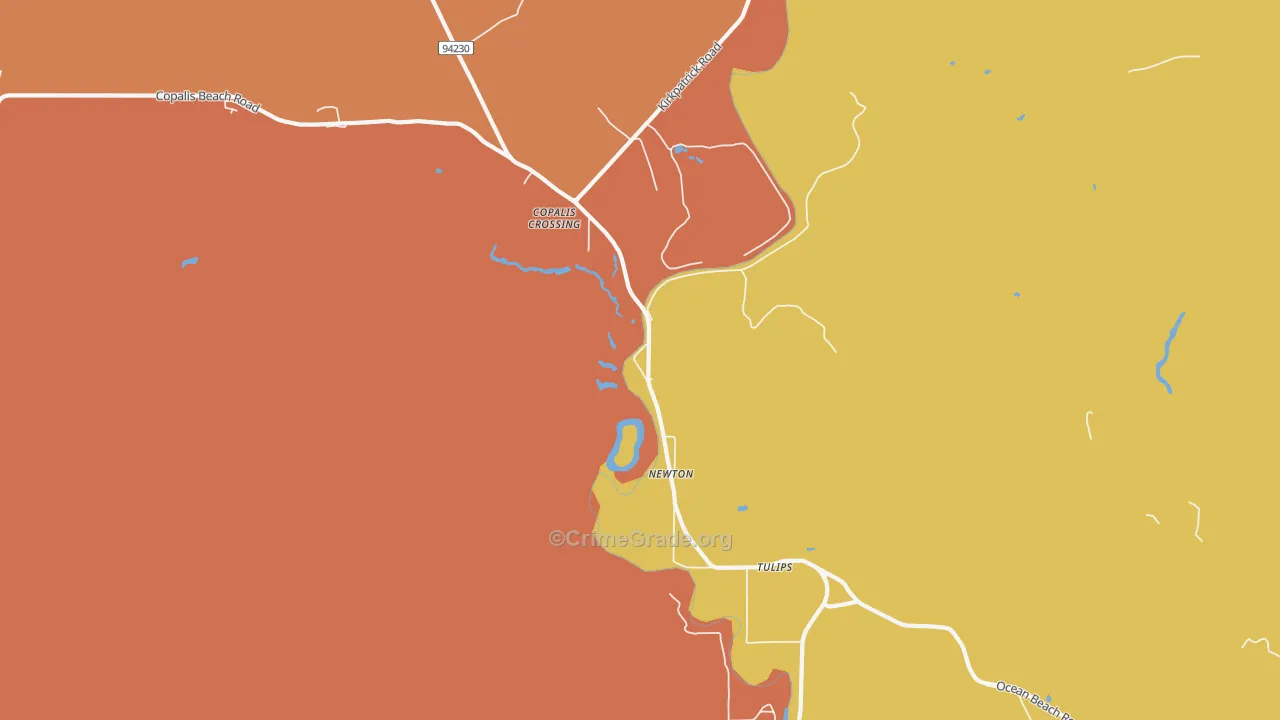 Newton, WA Map of Burglary Rates