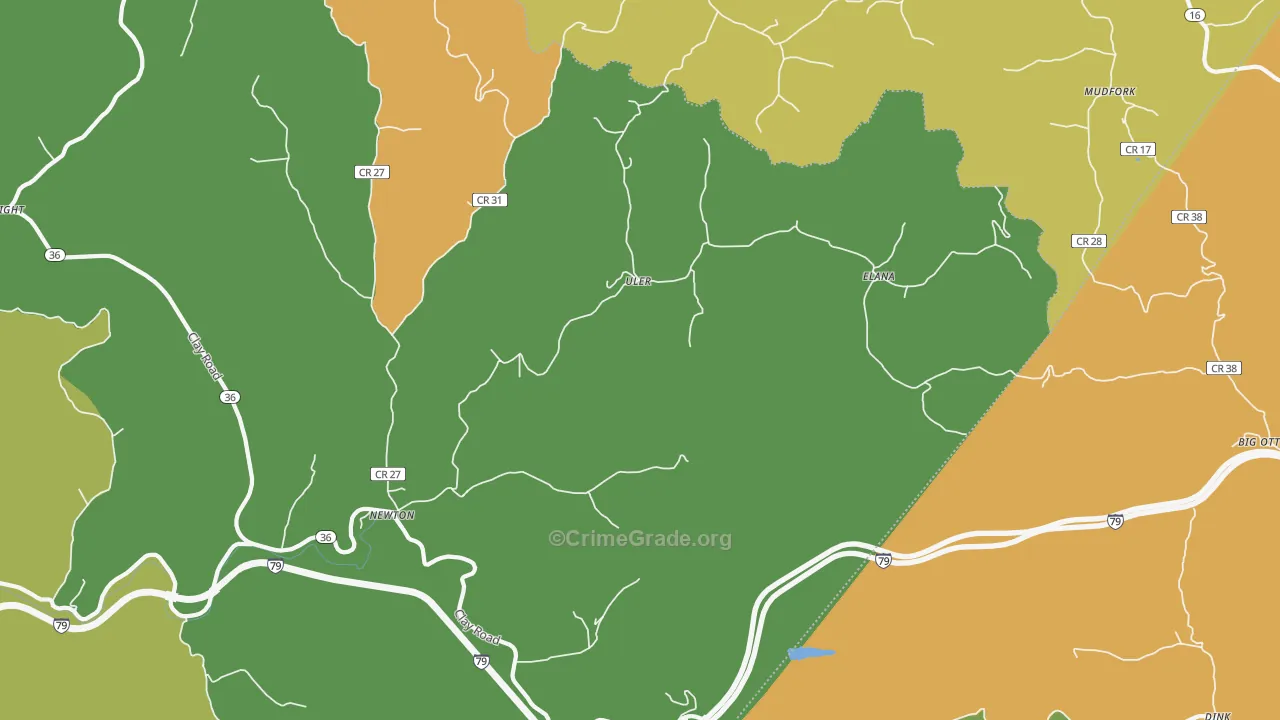 Newton, WV Map of Burglary Rates