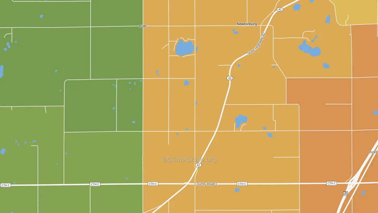 Newtonburg, WI Map of Burglary Rates