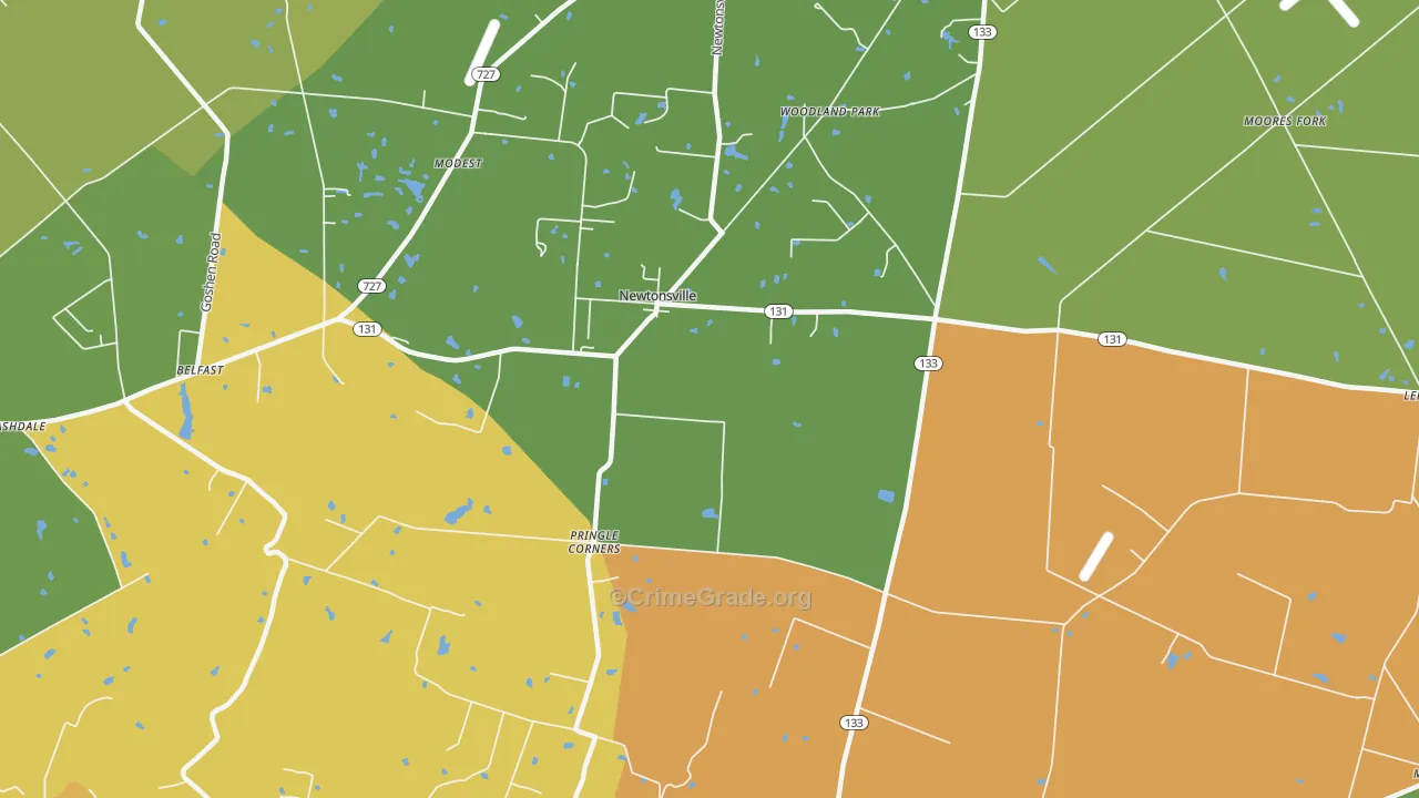 Newtonsville, OH Map of Burglary Rates