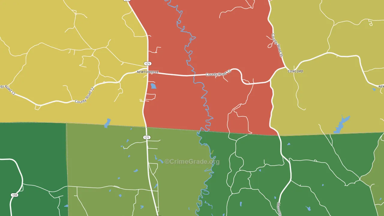 Newtonville, AL Map of Burglary Rates