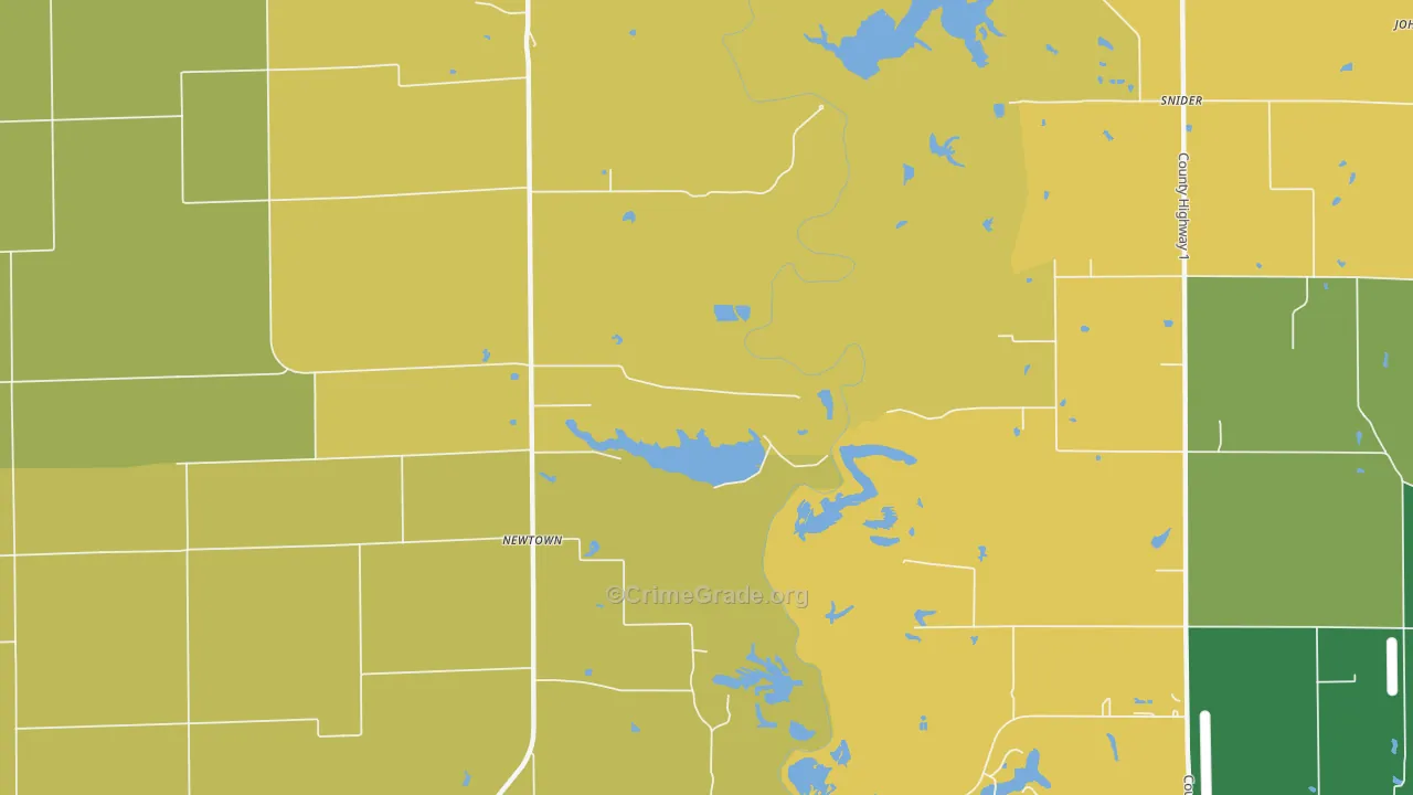 Newtown, IL Map of Burglary Rates