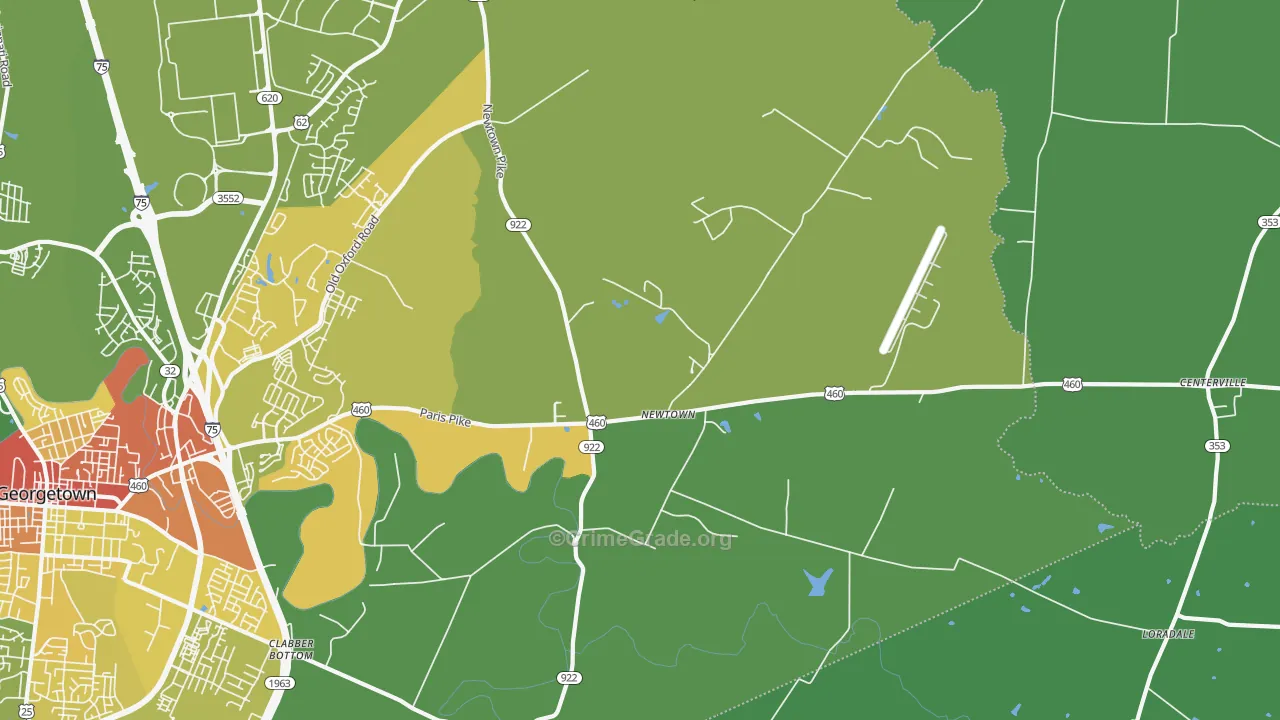 Newtown, KY Map of Burglary Rates