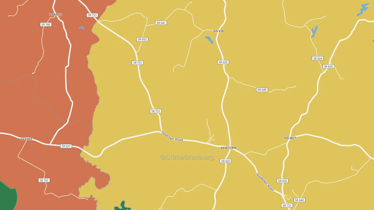 Newtown, VA Map of Burglary Rates