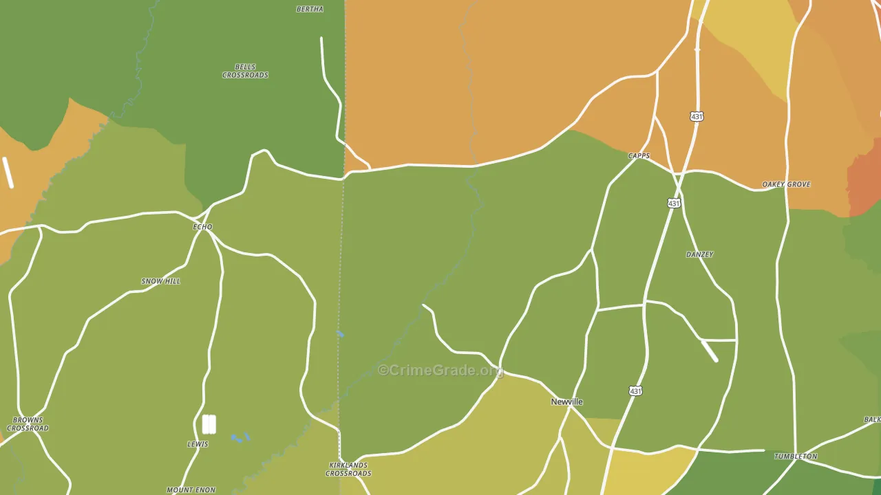Newville, AL Map of Burglary Rates
