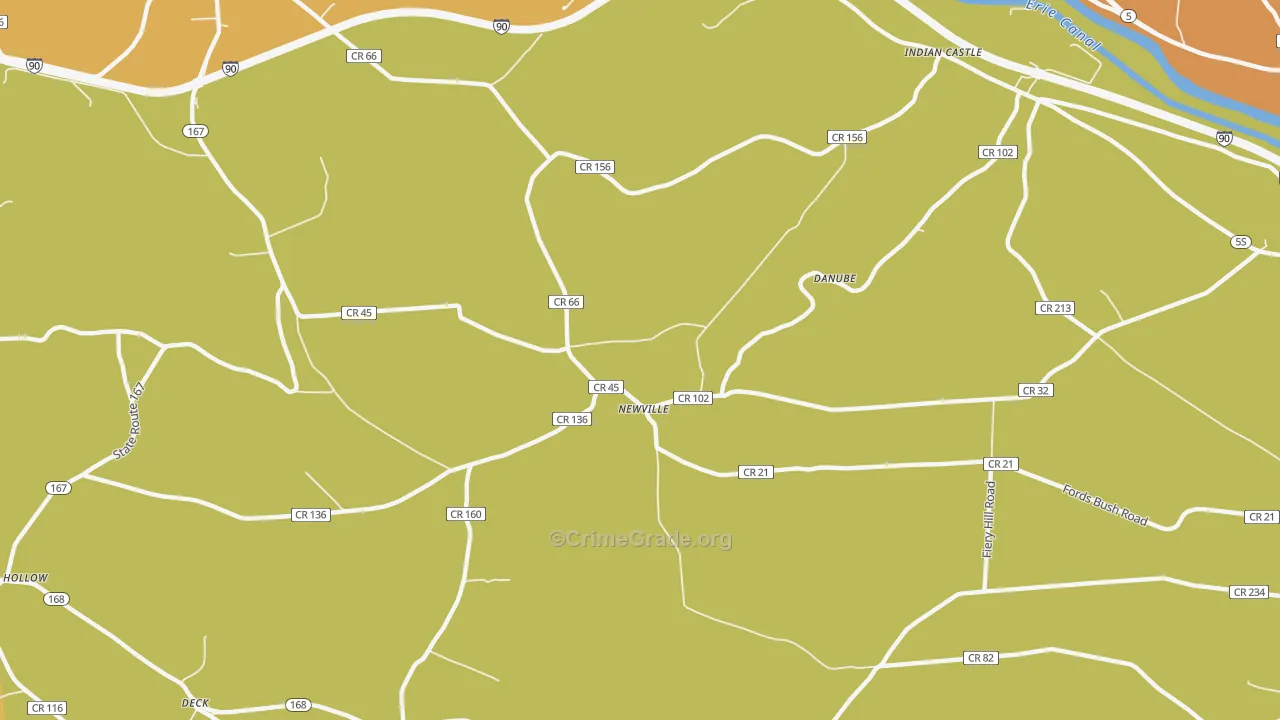 Newville, NY Map of Burglary Rates