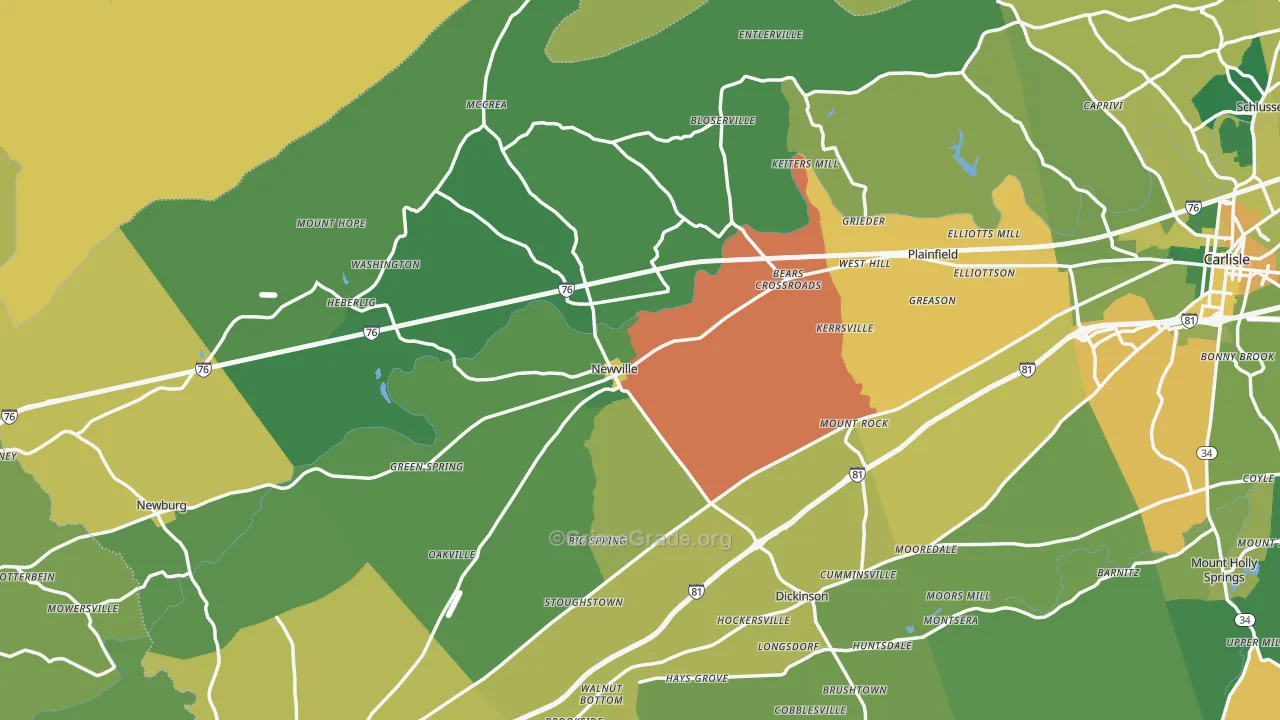 Newville, PA Map of Burglary Rates