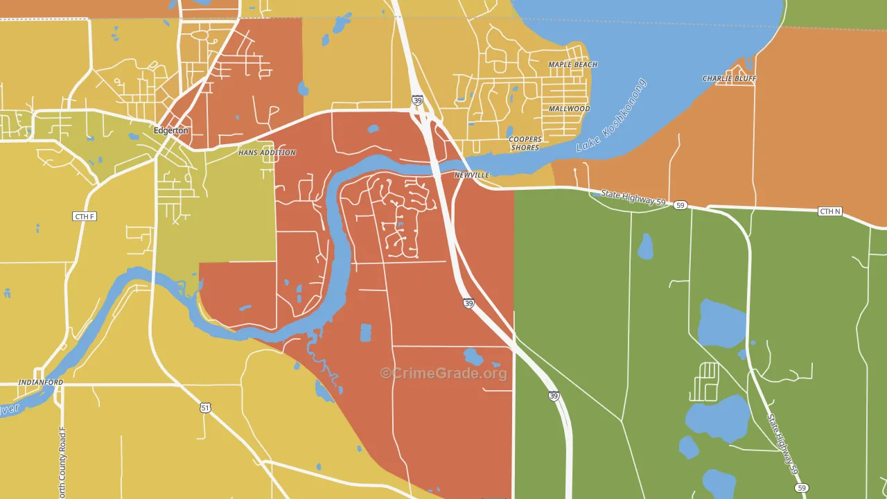 Newville, WI Map of Burglary Rates