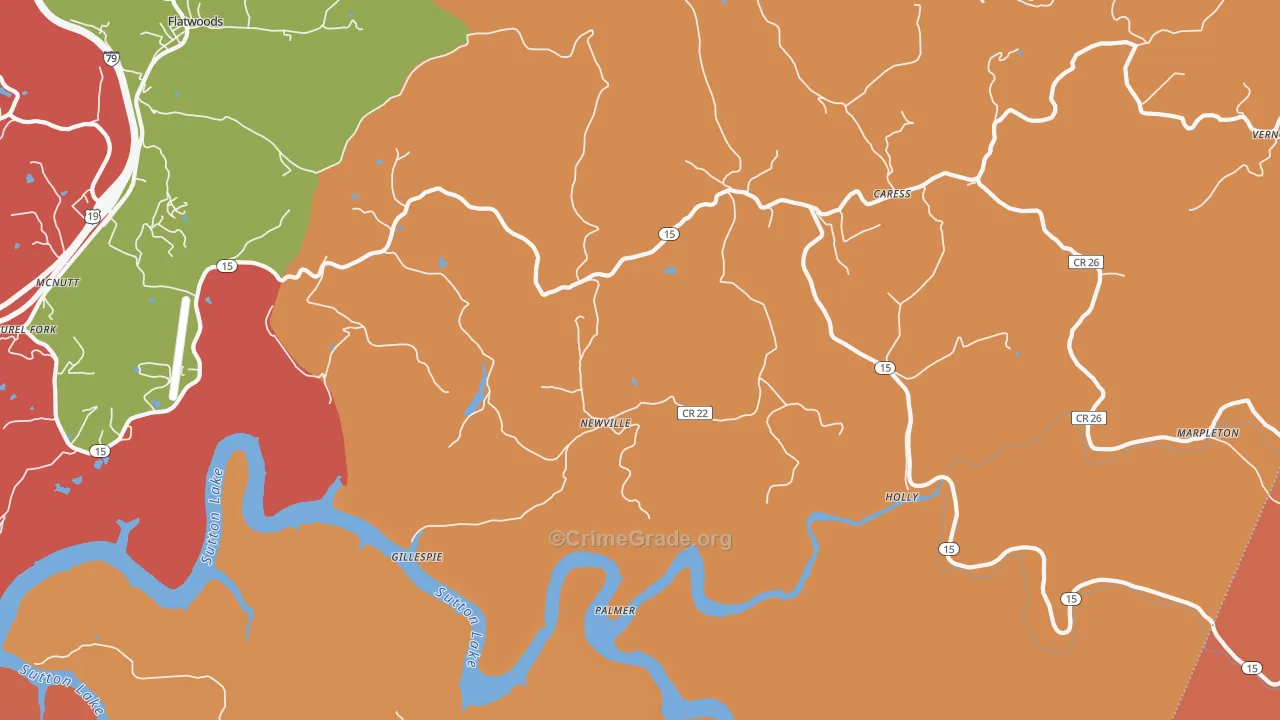 Newville, WV Map of Burglary Rates