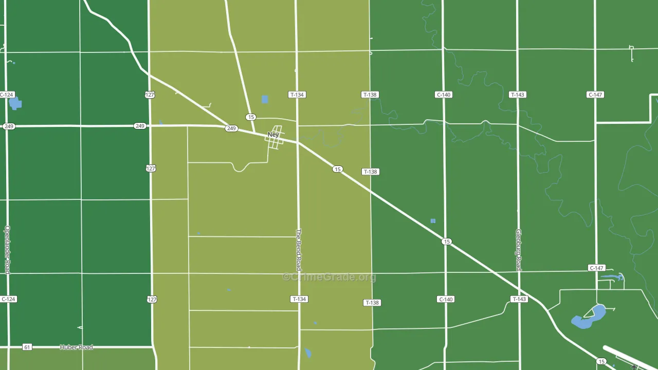 Ney, OH Map of Burglary Rates
