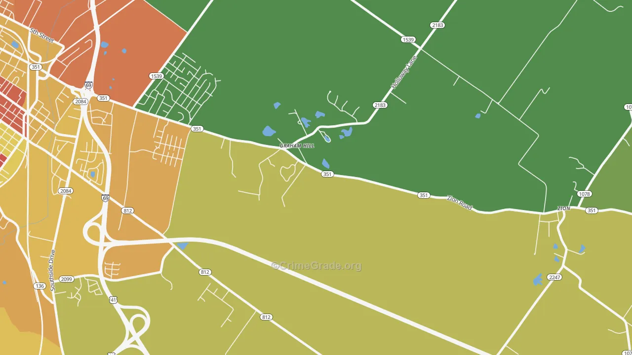 Niagara, KY Map of Burglary Rates