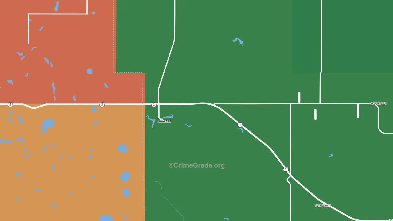 Niagara, ND Map of Burglary Rates