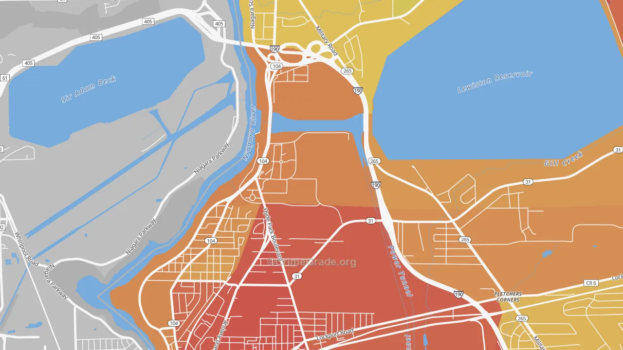 Niagara University, NY Map of Burglary Rates