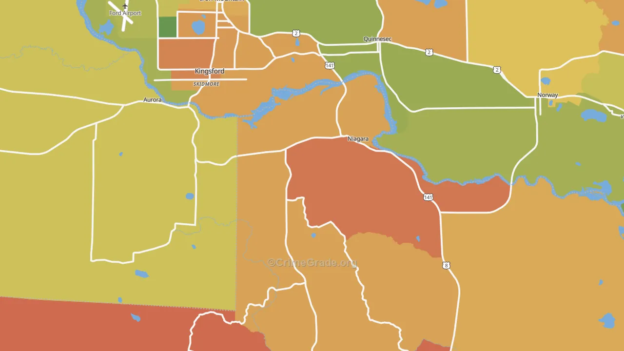 Niagara, WI Map of Burglary Rates