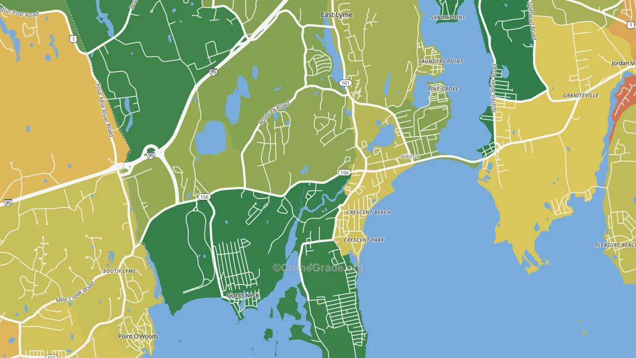 Niantic, CT Map of Burglary Rates