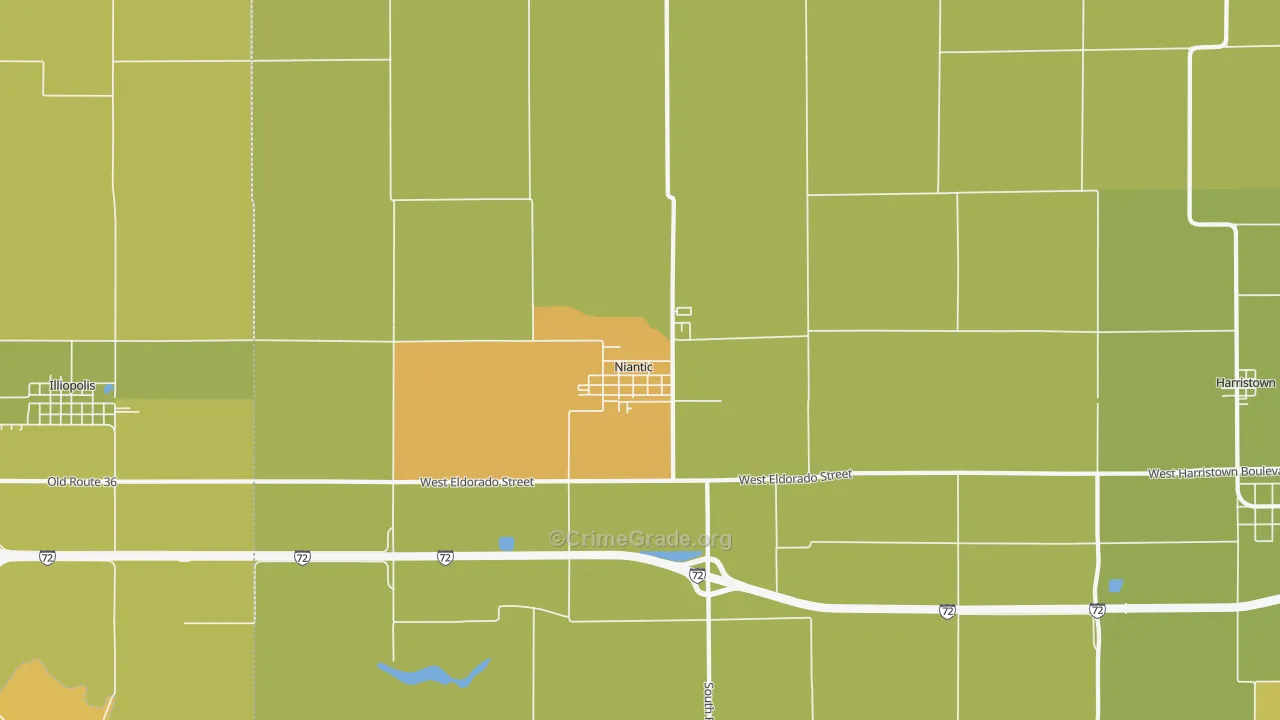 Niantic, IL Map of Burglary Rates