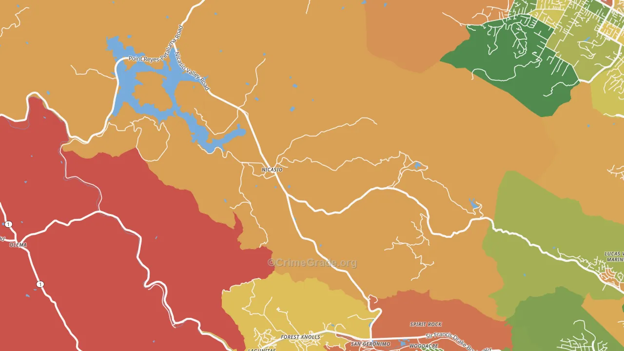 Nicasio, CA Map of Burglary Rates