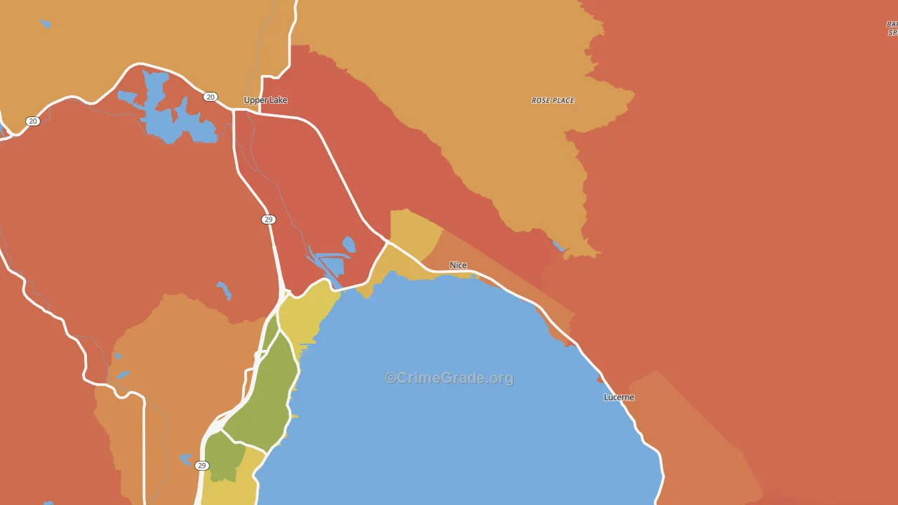 Nice, CA Map of Burglary Rates