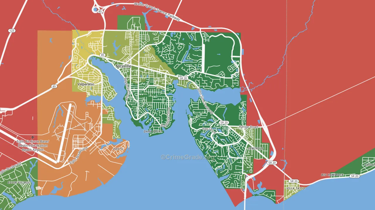 Niceville, FL Map of Burglary Rates