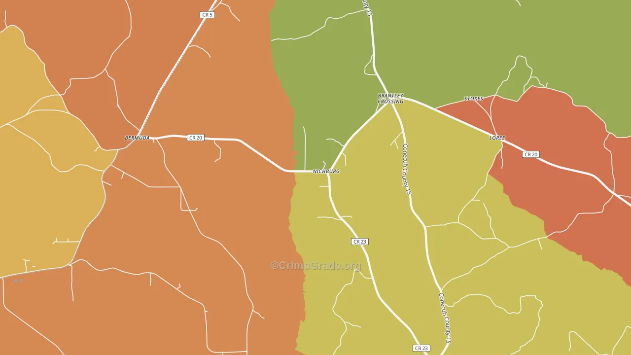 Nichburg, AL Map of Burglary Rates