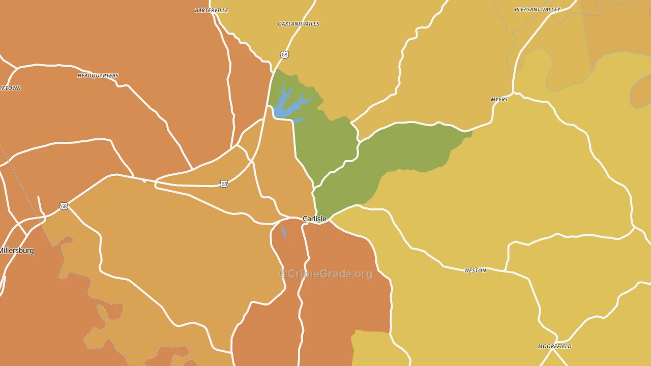 Nicholas County, KY Map of Burglary Rates