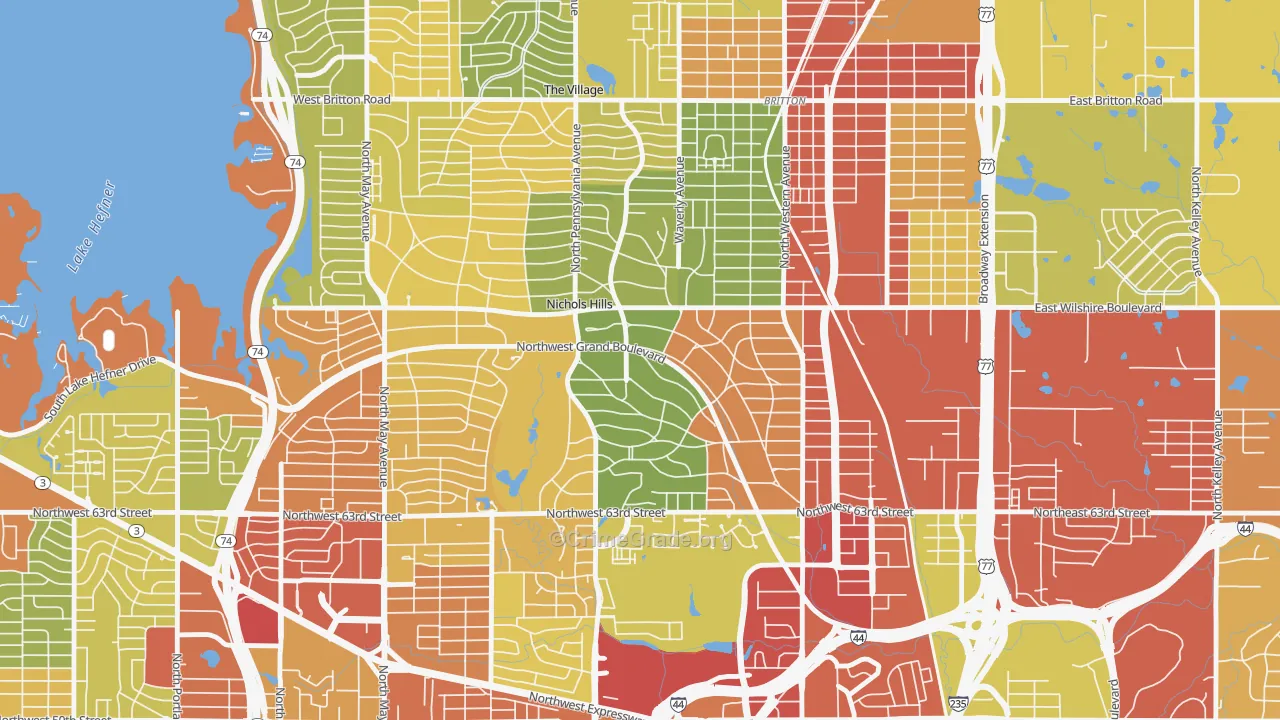 Nichols Hills, OK Map of Burglary Rates