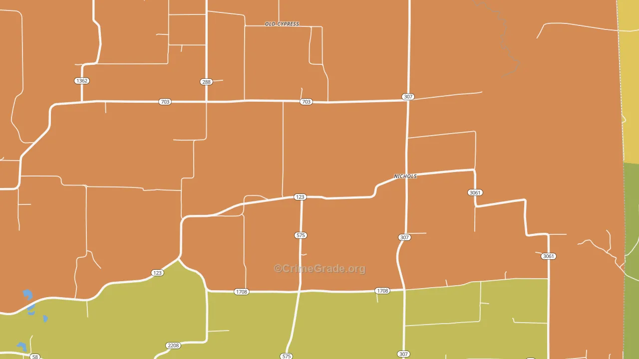 Nichols, KY Map of Burglary Rates