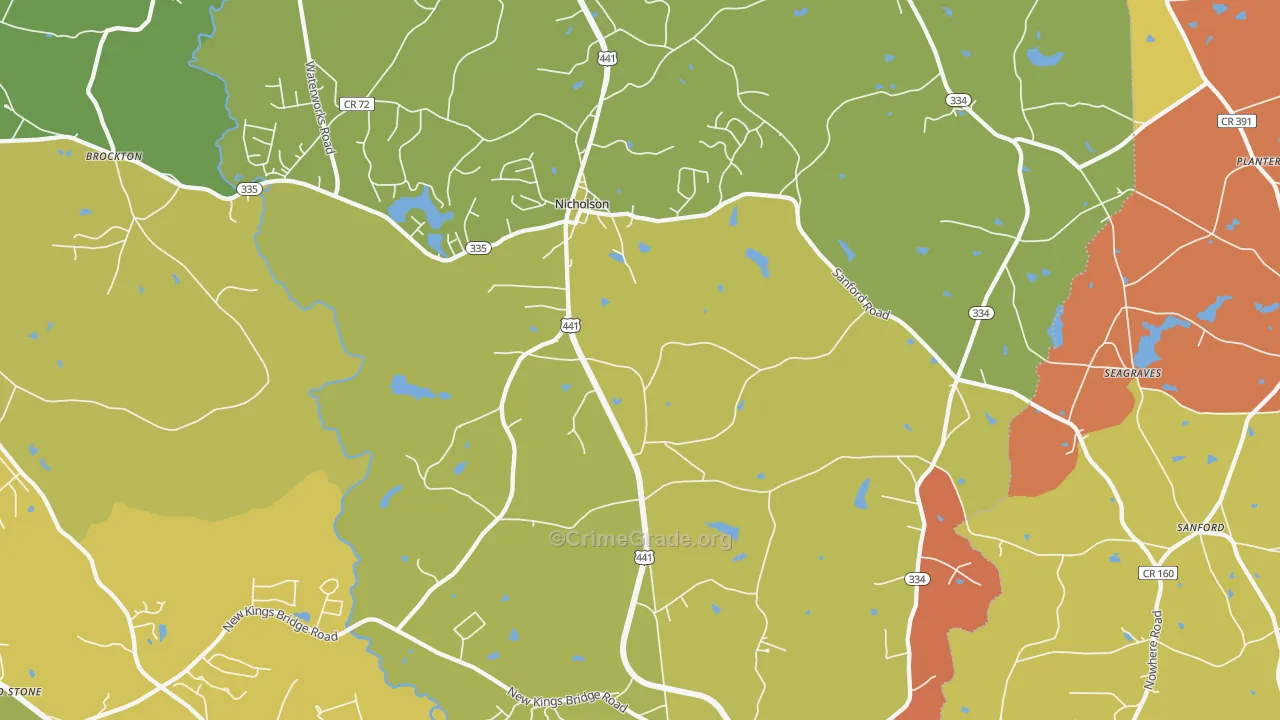 Nicholson, GA Map of Burglary Rates