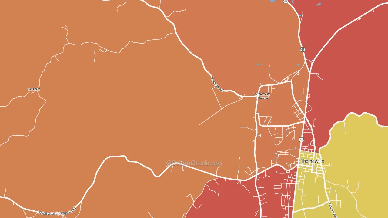 Nicholsville, AL Map of Burglary Rates