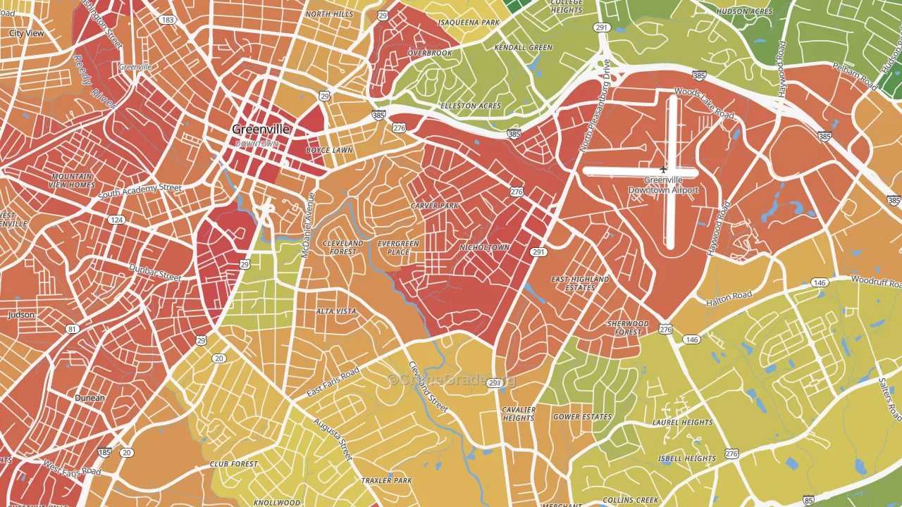 Nicholtown, Greenville, SC Map of Burglary Rates