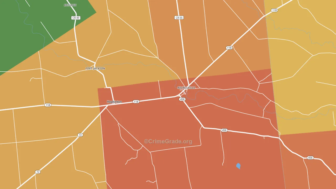 Nicholville, NY Map of Burglary Rates