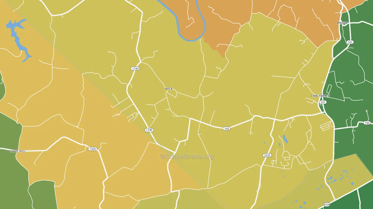 Nick, KY Map of Burglary Rates