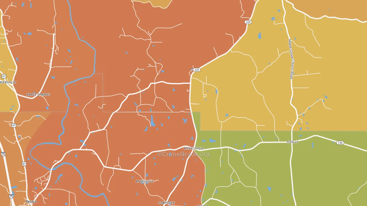 Nickelsville, GA Map of Burglary Rates