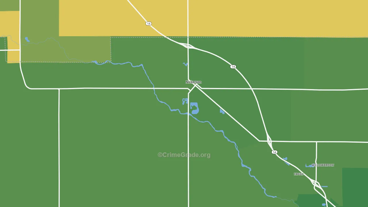Nickerson, KS Map of Burglary Rates