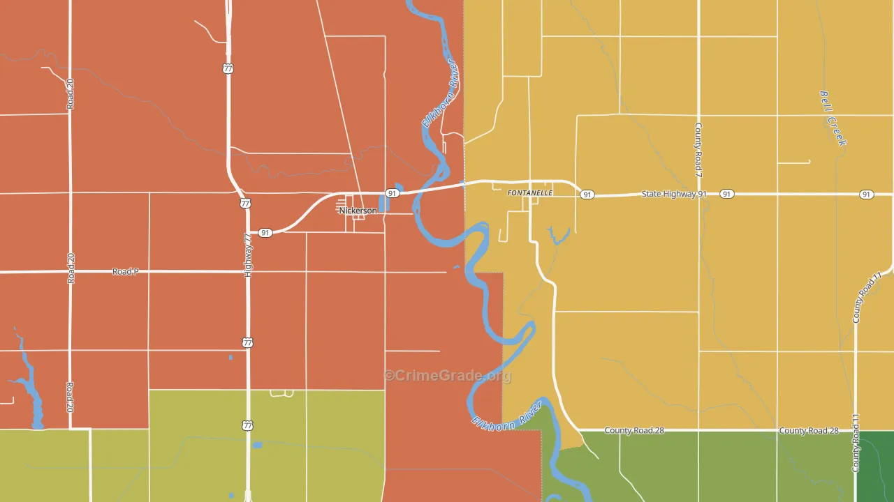Nickerson, NE Map of Burglary Rates